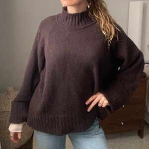 GAP Cashsoft Turtleneck Sweater - Brown Cotton Blend - XXL